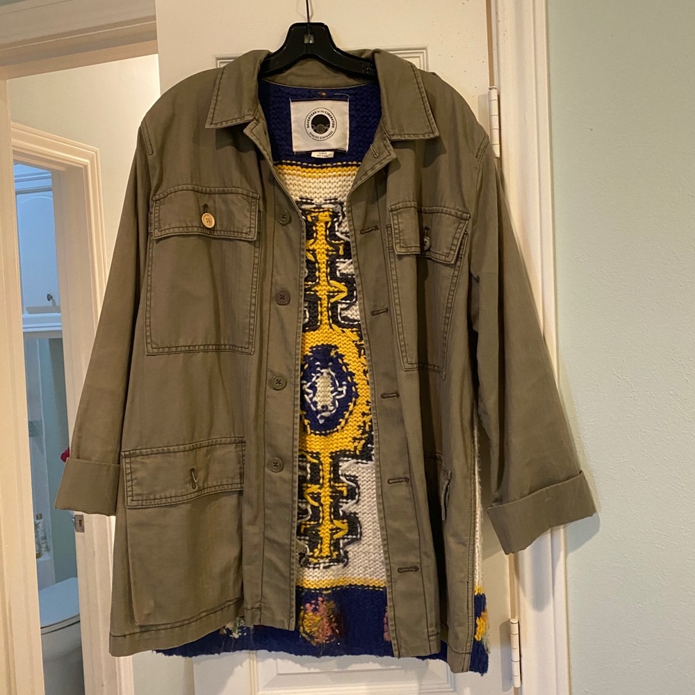 Anthropologie utility style jacket with knit back